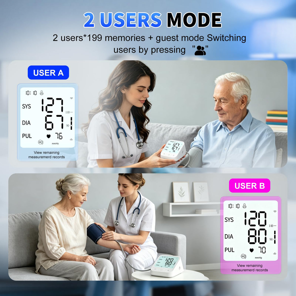 Upper Arm Blood Pressure Monitor, Automatic Digital with Voice Broadcast, Backlit LED Display, Adjustable Cuff L116