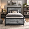 Twin Metal Bed Frame with Industrial Headboard L71820