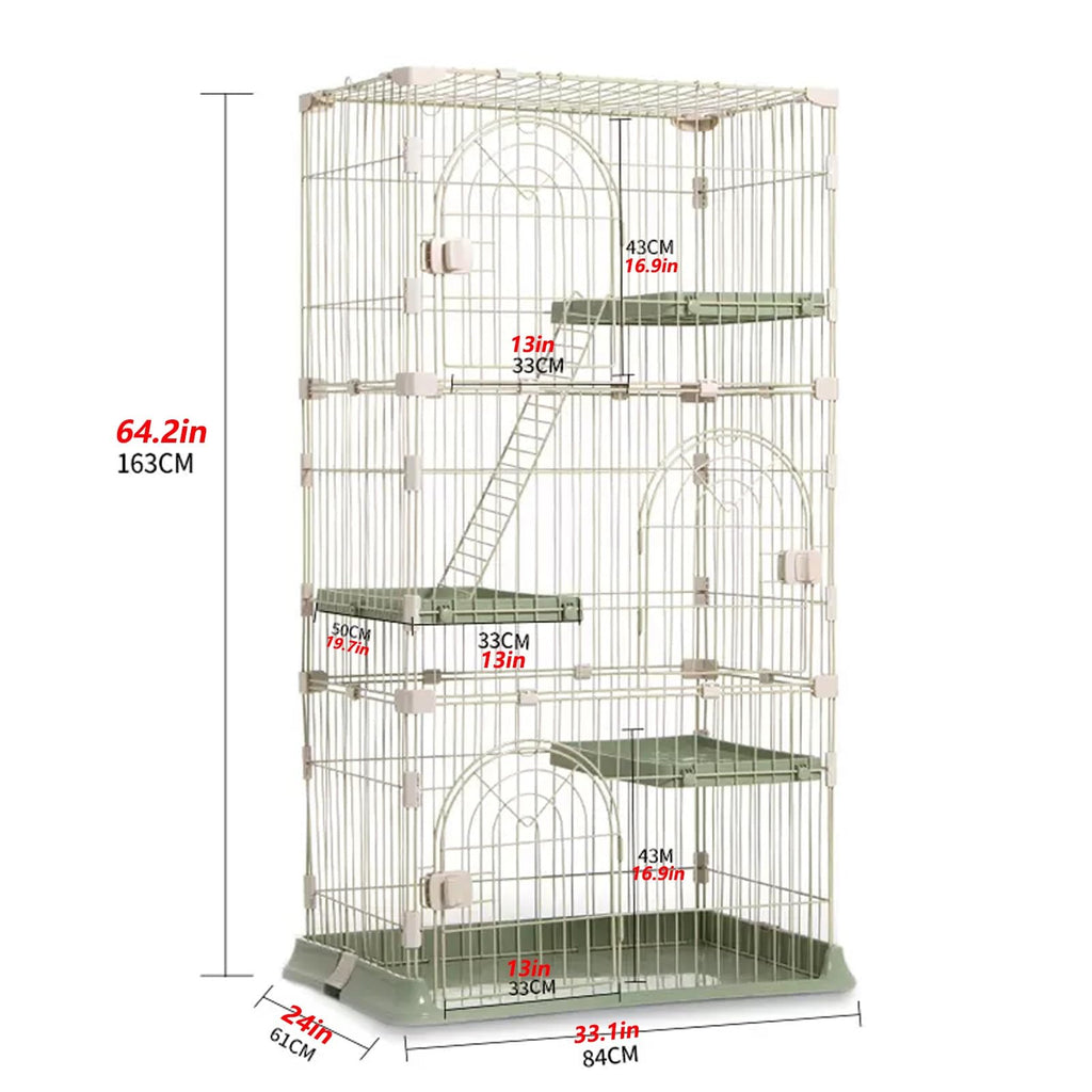 3/4-Tier Wire Cat Cage Playpen Kennel with Hammock F3424
