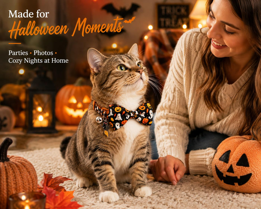 Halloween Cat Collar 2 Pack Adjustable Breakaway V395