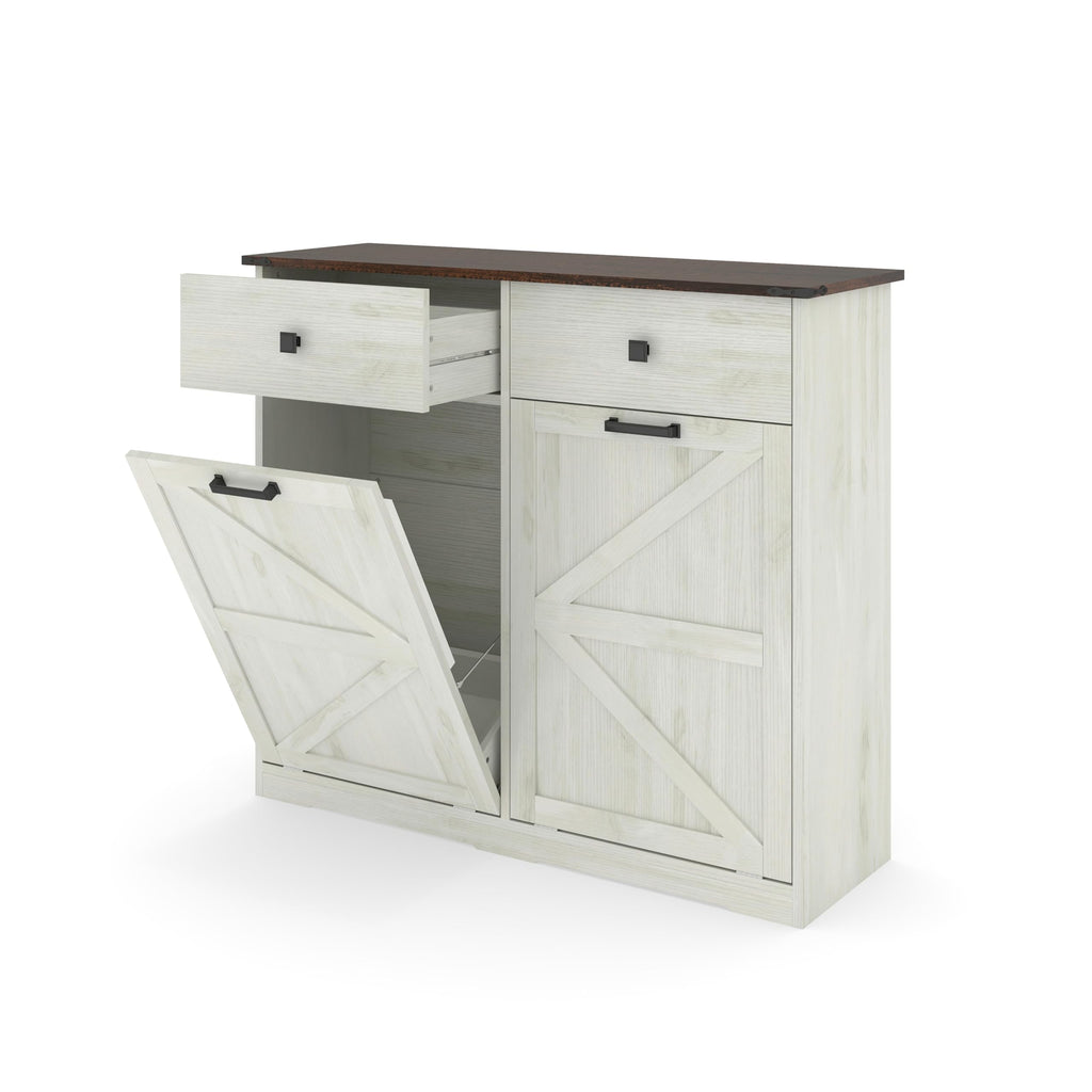20 Gallon Double Tilt-Out Trash Can Cabinet White G5547