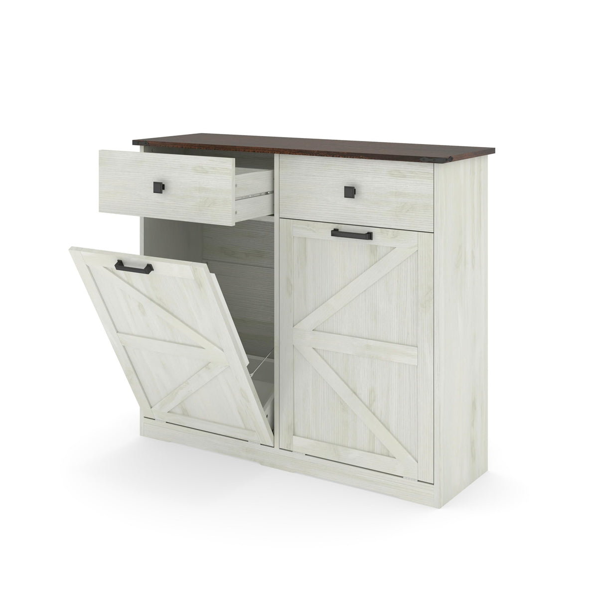 20 Gallon Double Tilt-Out Trash Can Cabinet White G5547