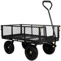 10" Steel Garden Cart with Rotating Handle and Removable Sides, 4 Cu.Ft, Black F398