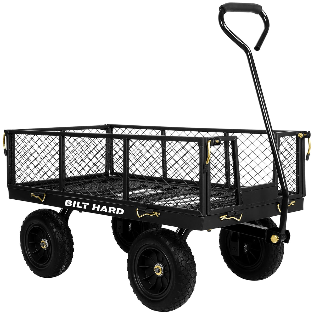 10" Steel Garden Cart with Rotating Handle and Removable Sides, 4 Cu.Ft, Black F398