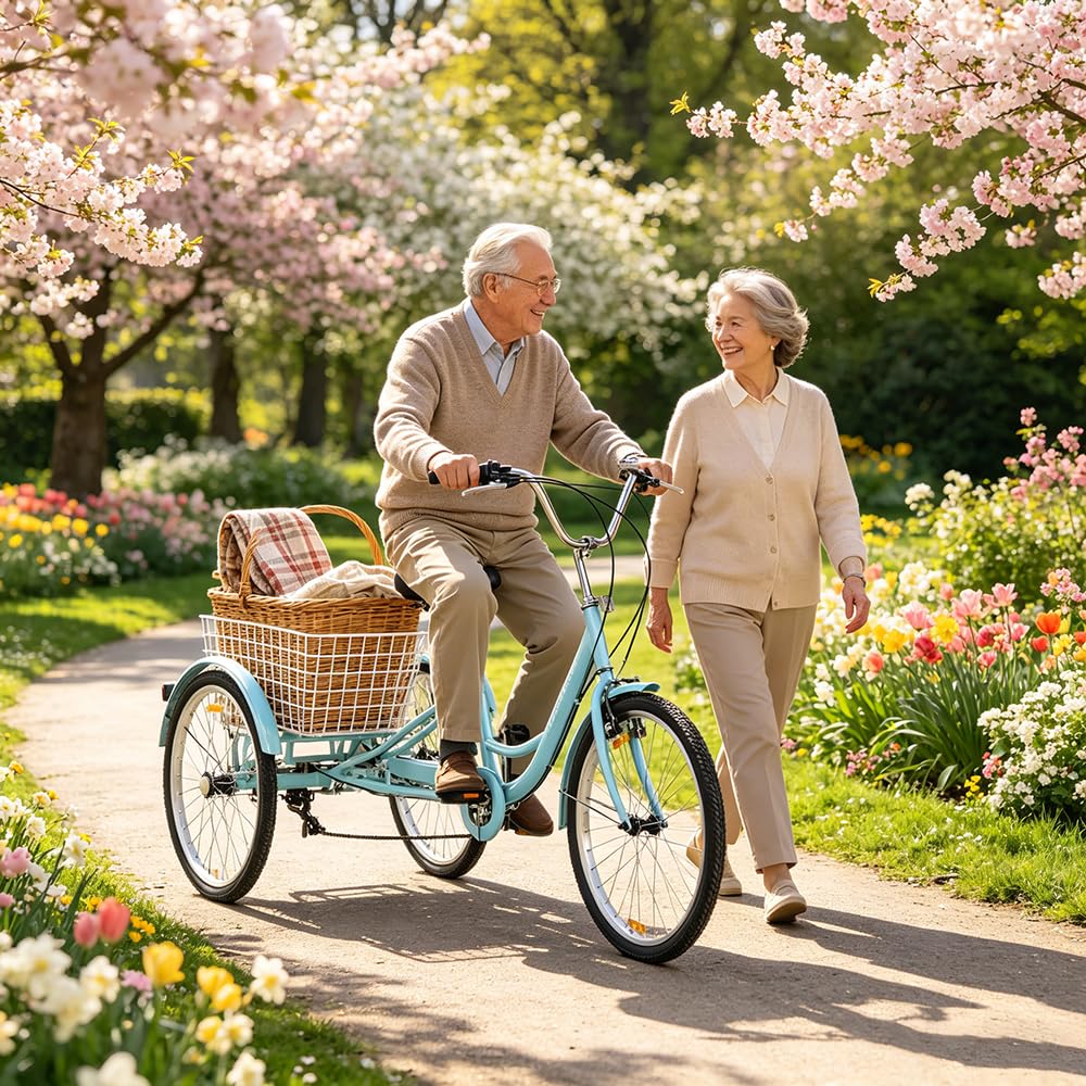 24 Inch 7 Speed Adult Tricycle with Rear Basket P989