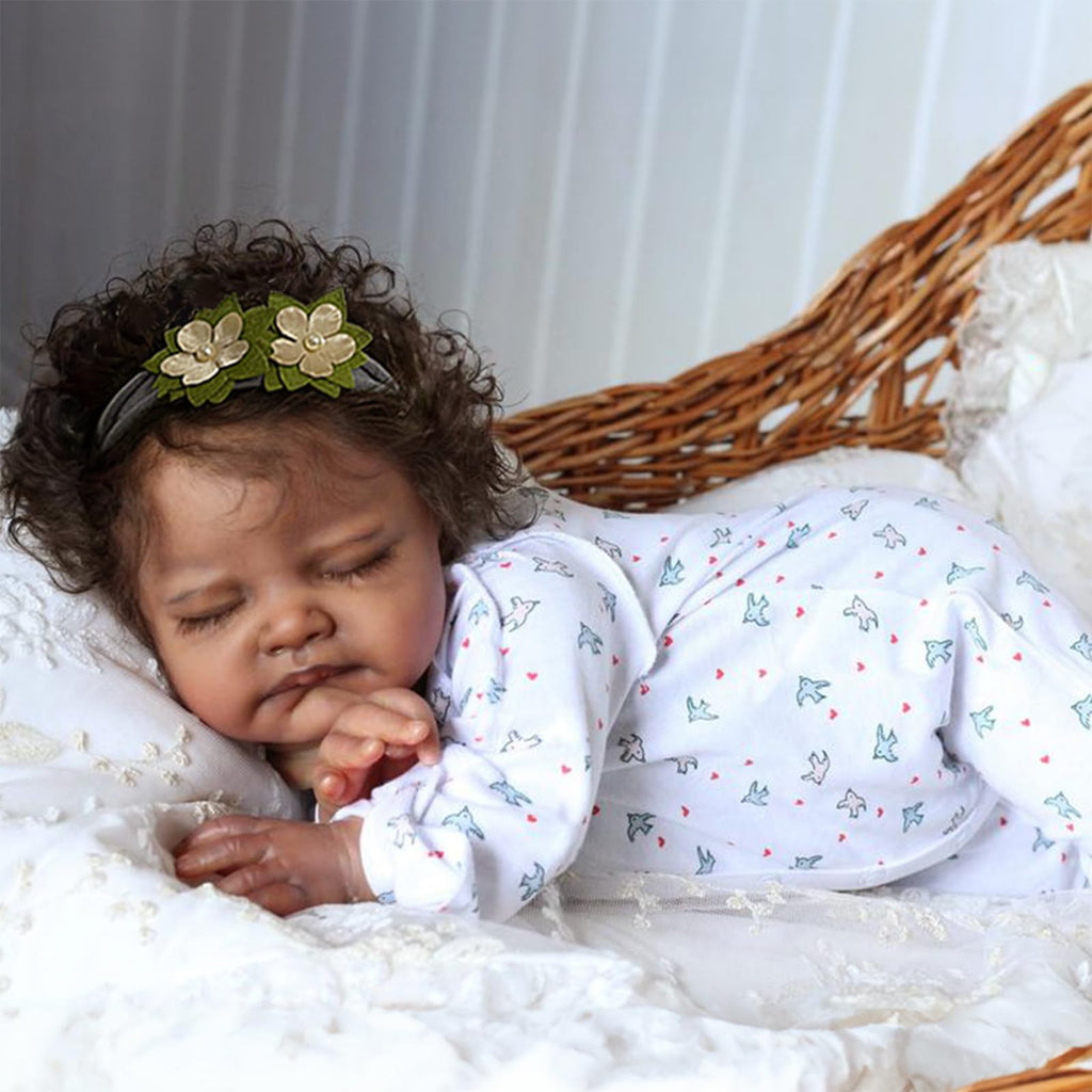 20-Inch Sleeping Black Newborn Baby Girl Q305379