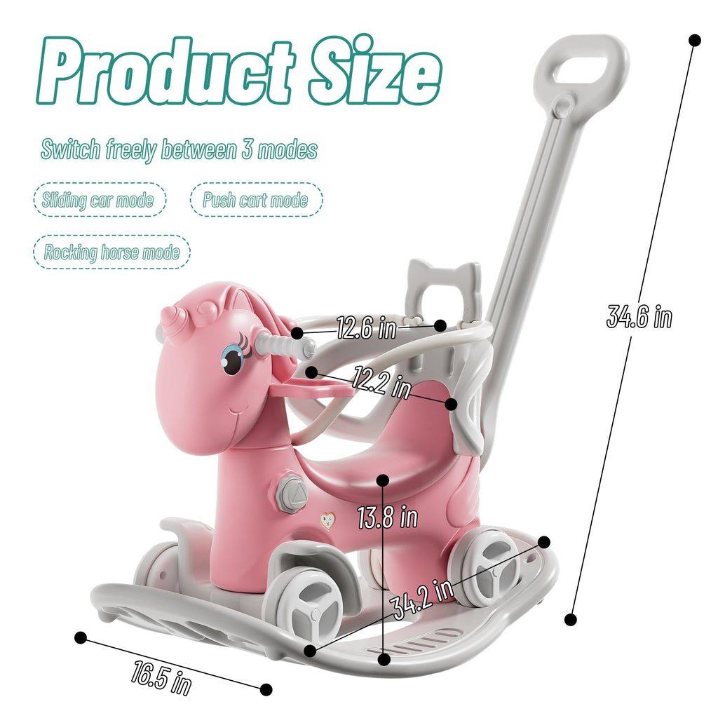 4 in 1 Rocking Horse with Push Handle and Balance Board Y848