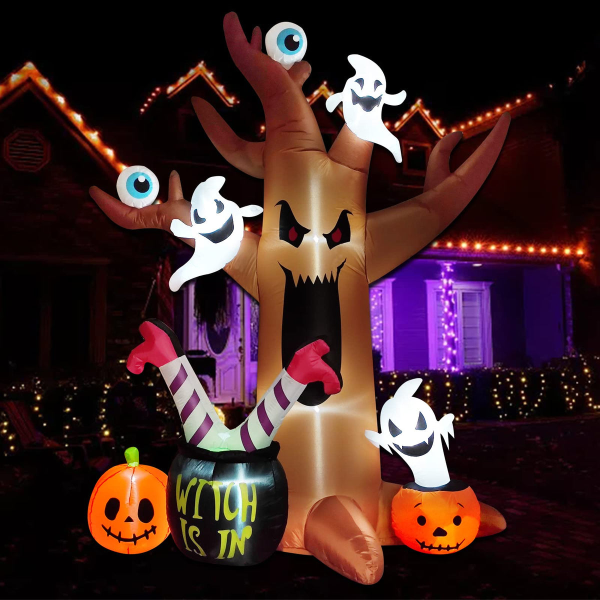 8 Ft Halloween Inflatable Tree with Built-in LED Lights M242403