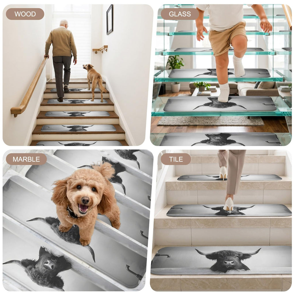 Grey Non Slip Carpet Stair Treads Set of 15 S943