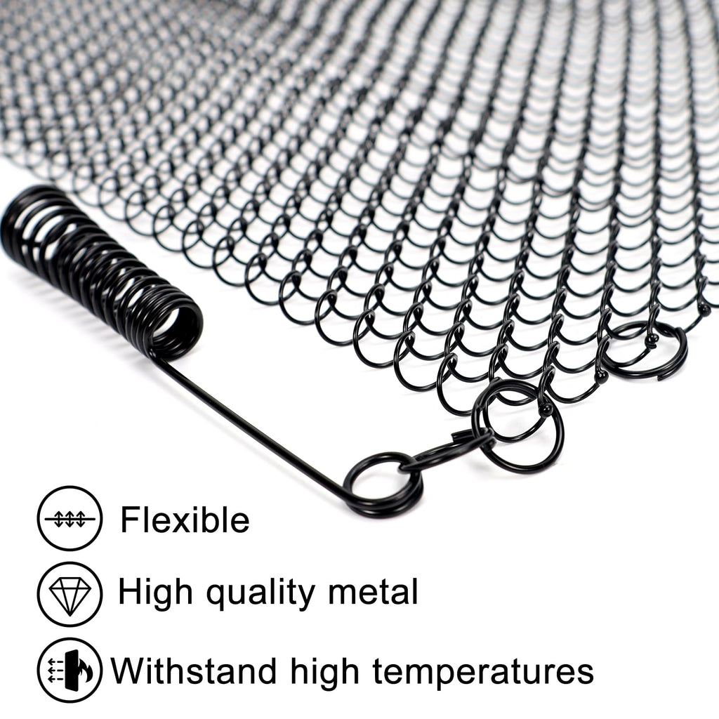 2 Pack Black Metal Fireplace Mesh Screen Curtain U849893
