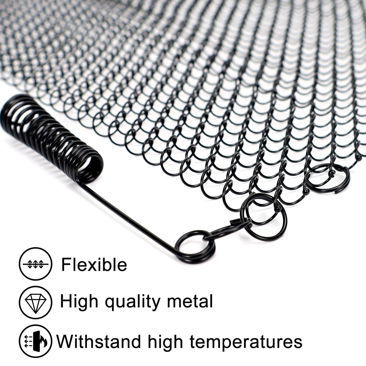 2 Pack Black Metal Fireplace Mesh Screen Curtain U849893