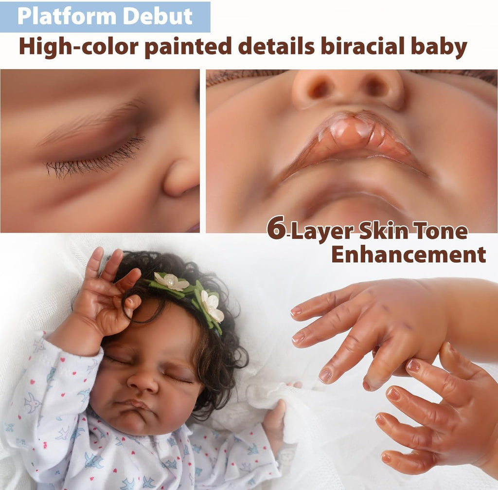 20-Inch Sleeping Black Newborn Baby Girl Q305379