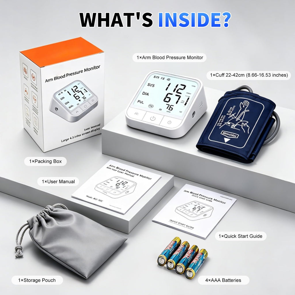 Upper Arm Blood Pressure Monitor, Automatic Digital with Voice Broadcast, Backlit LED Display, Adjustable Cuff L116