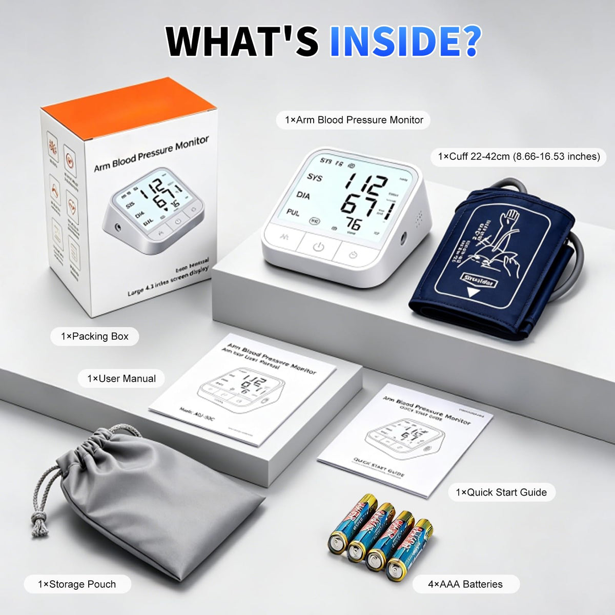 Upper Arm Blood Pressure Monitor, Automatic Digital with Voice Broadcast, Backlit LED Display, Adjustable Cuff L116