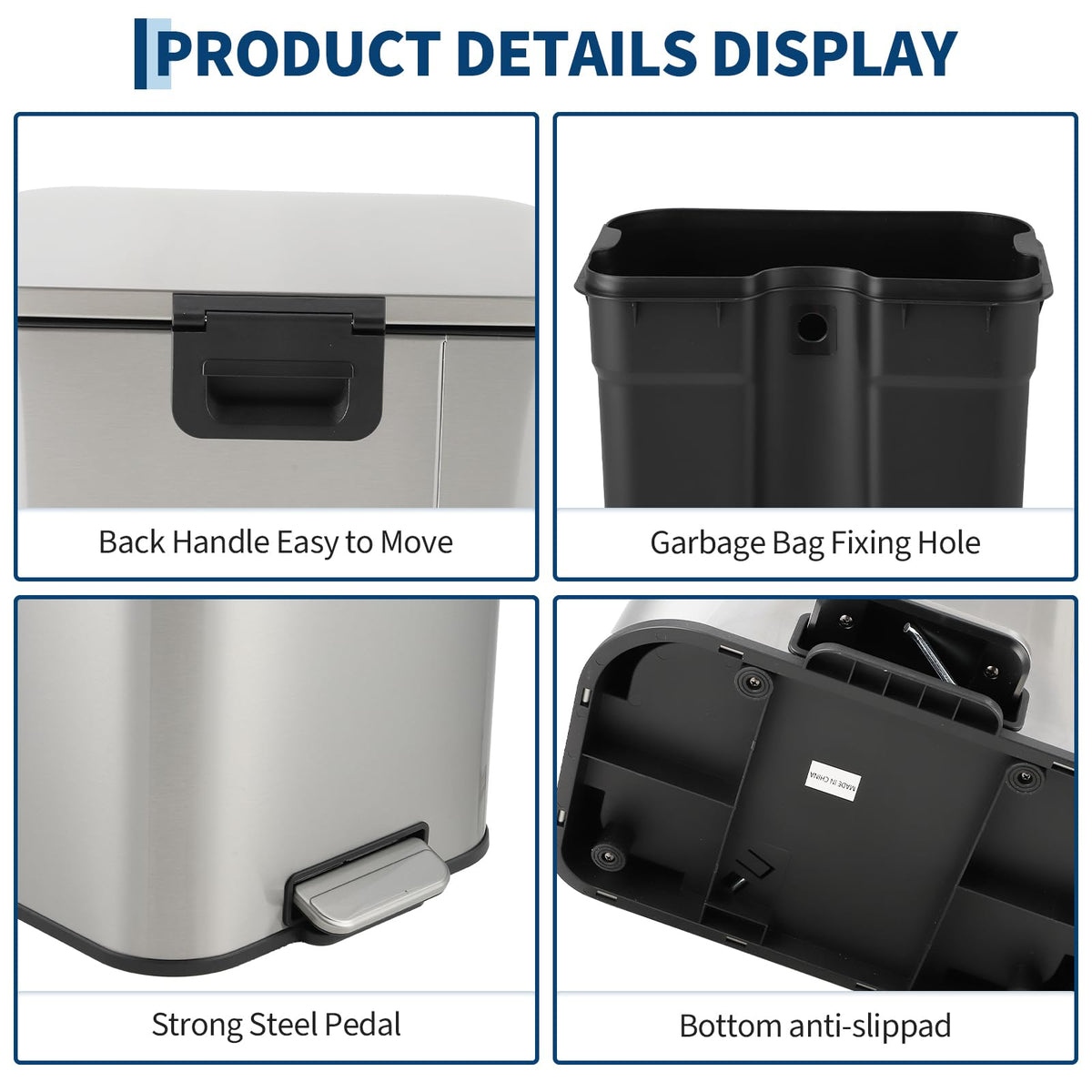 13.2 gal Stainless Steel Step Trash Can S621901
