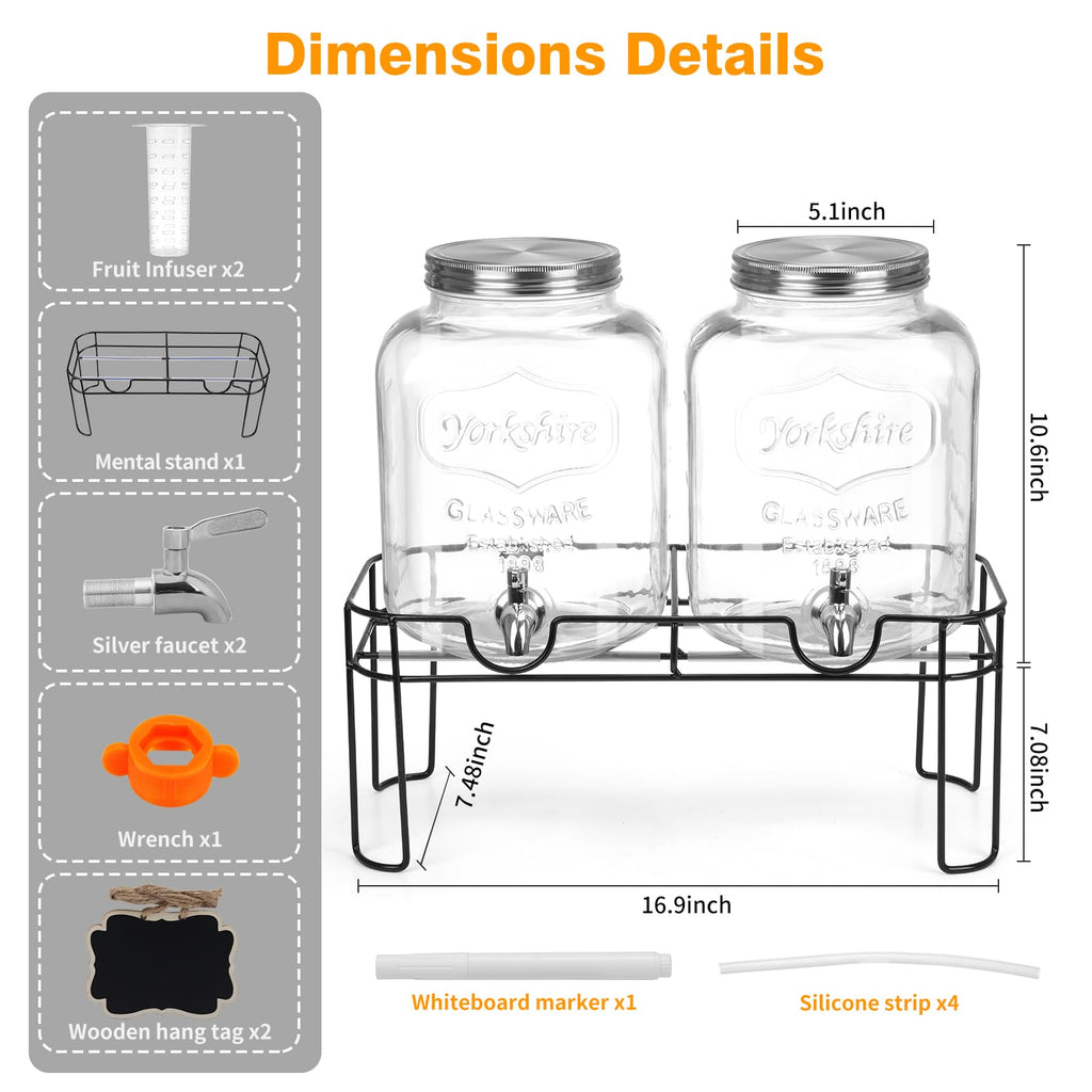 1.6 Gallon Glass Beverage Dispenser with Stand L231338