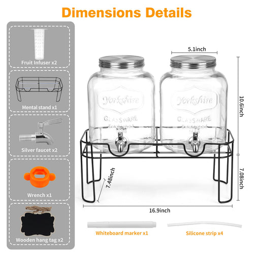 1.6 Gallon Glass Beverage Dispenser with Stand L231338