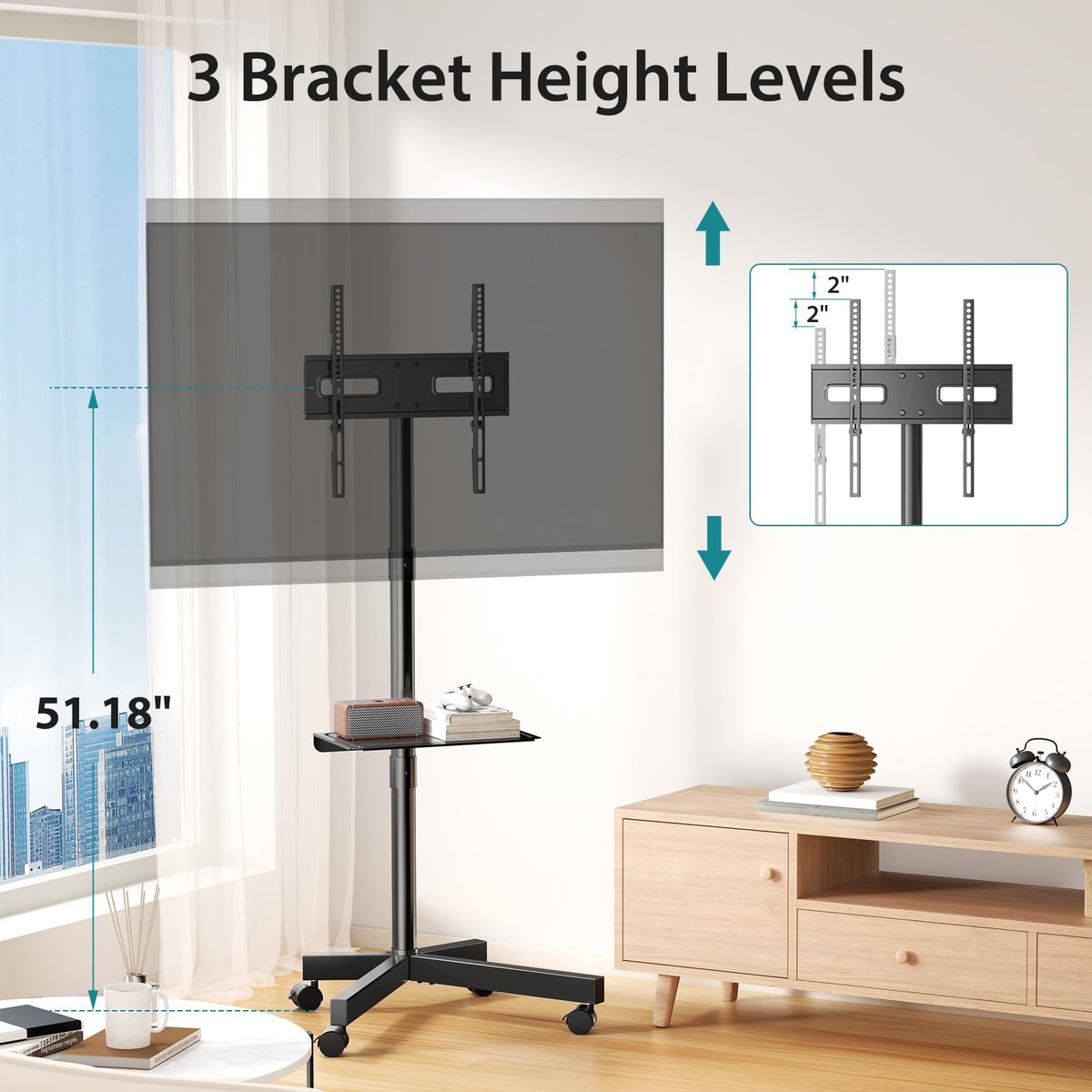 Rolling TV Stand with Wheels for 23-60 Inch Screen T484114