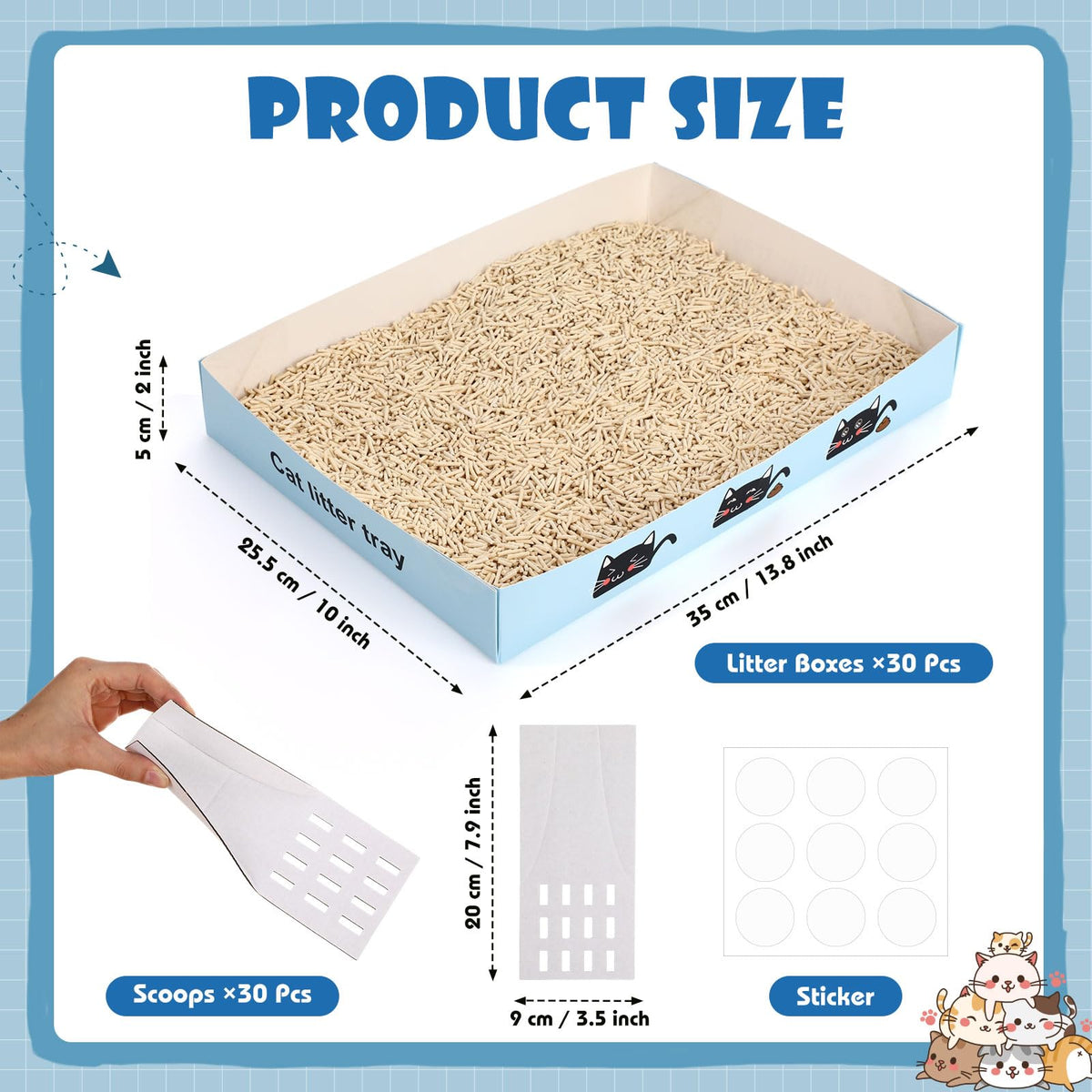 30 Pack Disposable Litter Boxes with Scoop Z20868