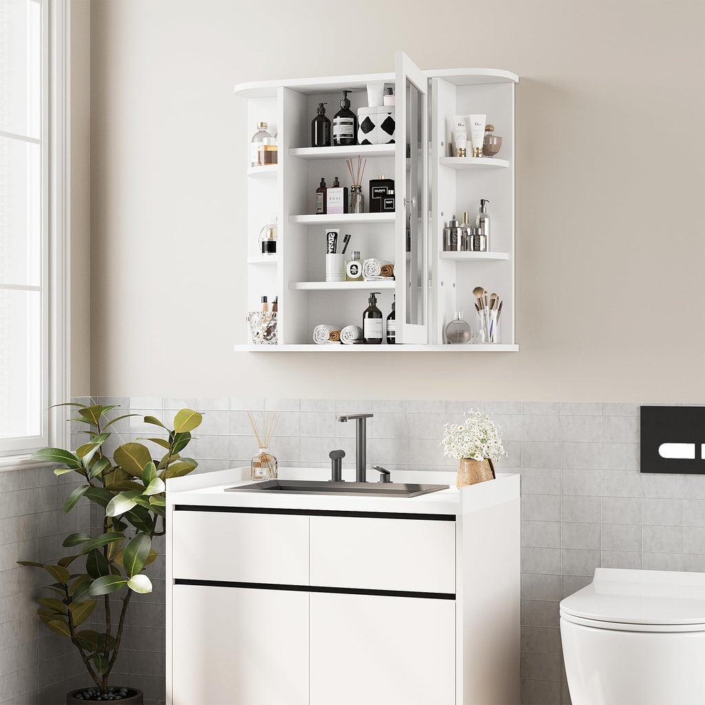 White Wall Mounted Medicine Cabinet with Mirror S659