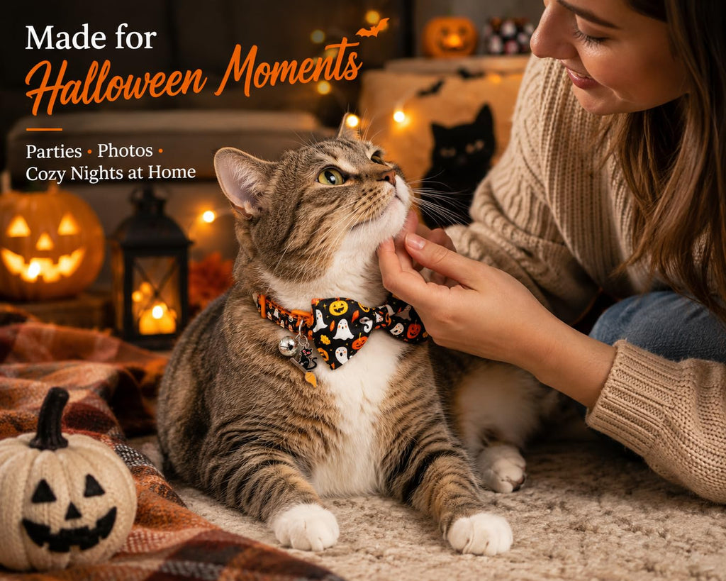 Halloween Cat Collar 2 Pack Adjustable Breakaway V395