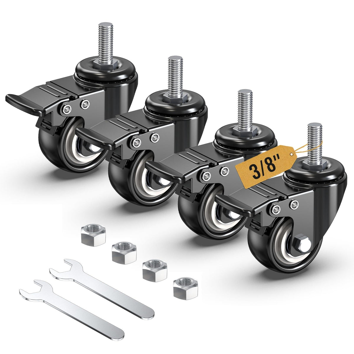 2 inch Total Locking Stem Caster Wheels Set of 4 Black J569