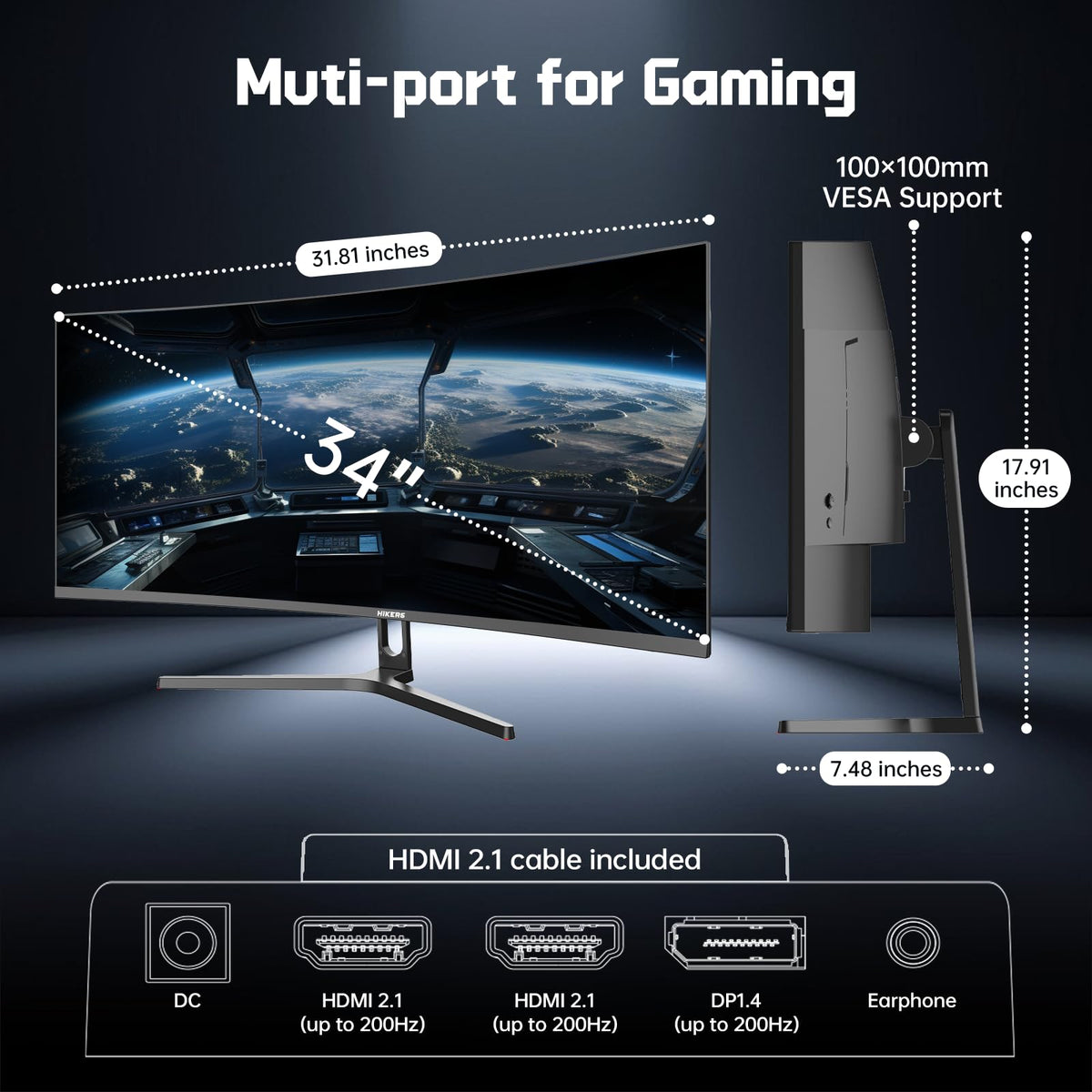 34 Inch Curved Gaming Monitor UWQHD 200Hz B70880