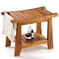 Teak Shower Bench with Shelf L557