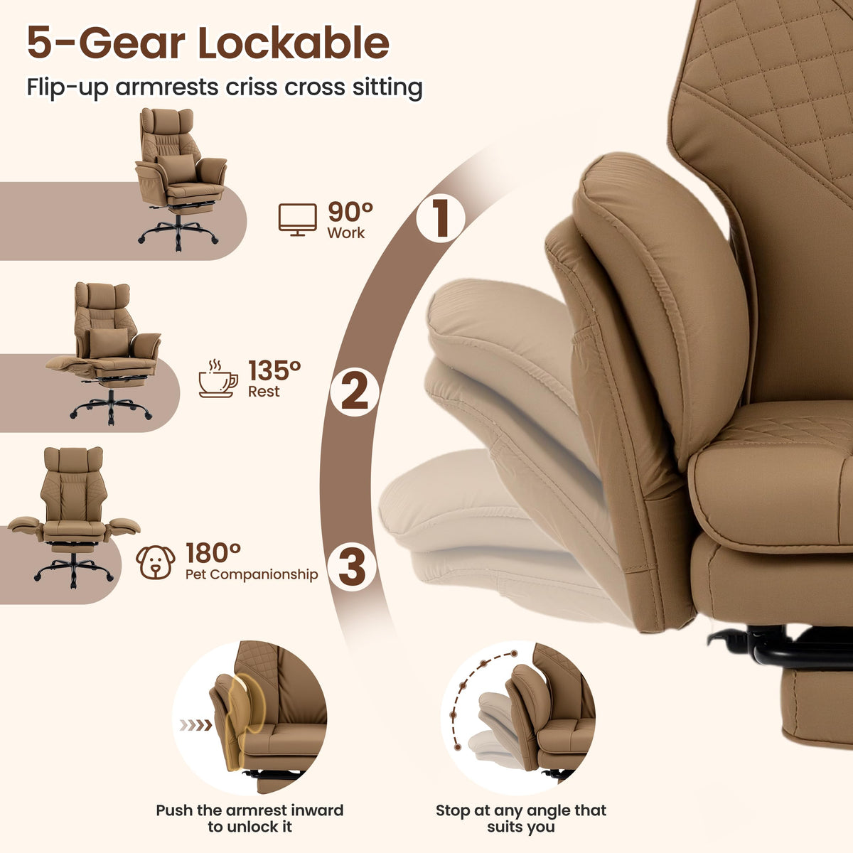 Criss Cross Chair with Flip Armrests M935