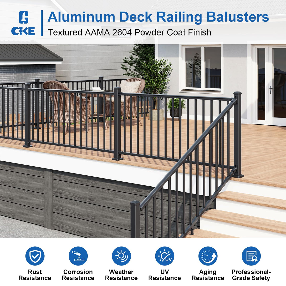 1 Pack 36 in. H x 6 ft. W Aluminum Stair Railing Kit with Post J609