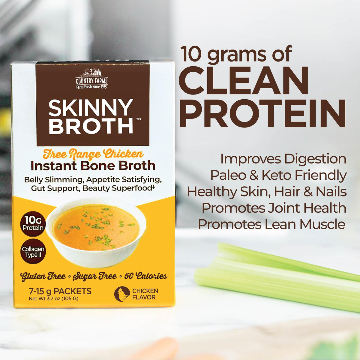 Instant Chicken Bone Broth 10G Protein Collagen Type II 4 Pack Q28466