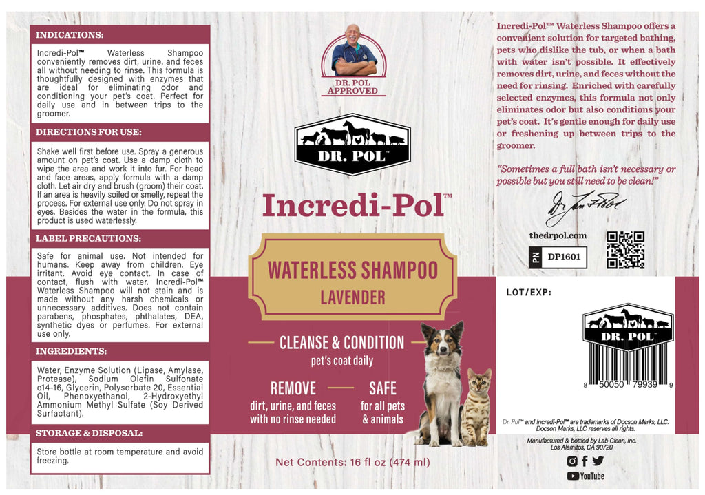 Lavender 16 oz Waterless Dog Shampoo T600