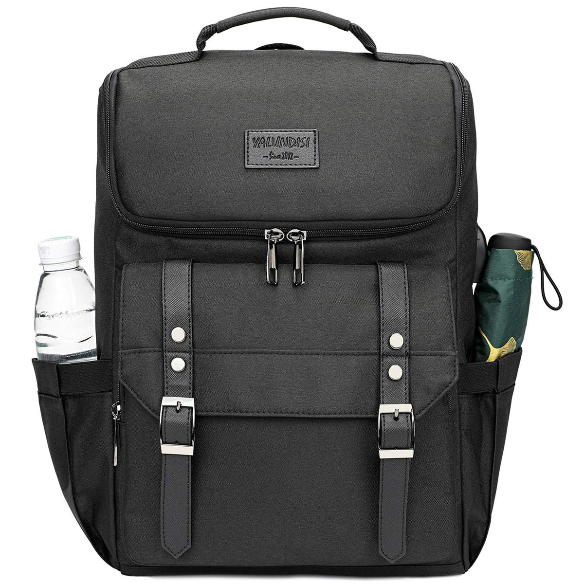 Vintage Laptop Backpack with USB Charging Port Fits 15.6 Inch Black D897