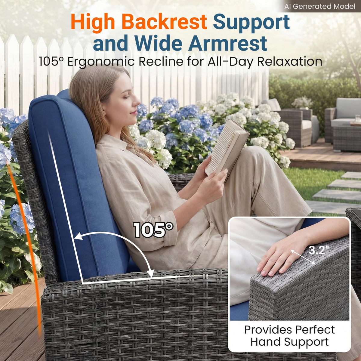 4 Piece Outdoor Wicker Patio Furniture Set D951382