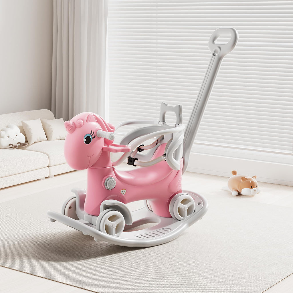 4 in 1 Rocking Horse with Push Handle and Balance Board Y848