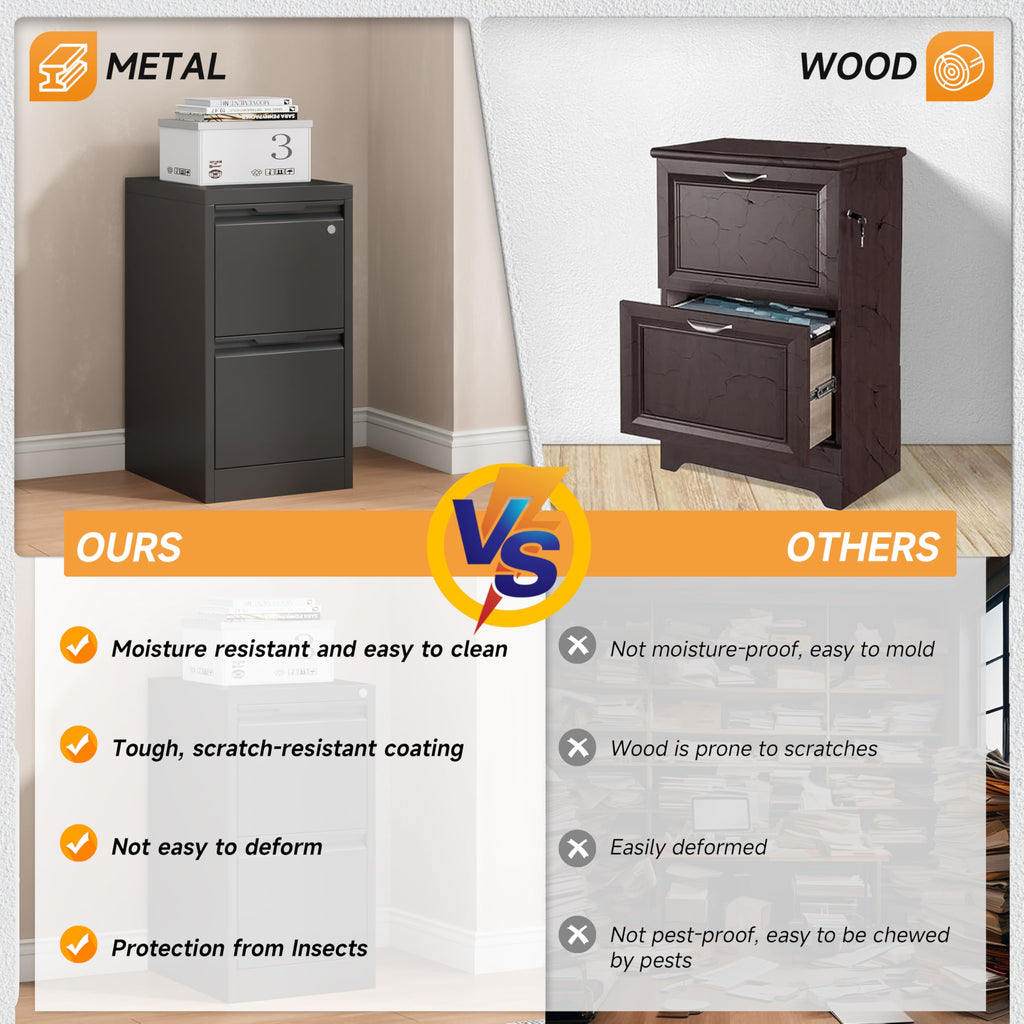 2 Drawer Metal File Cabinet with Lock D75693