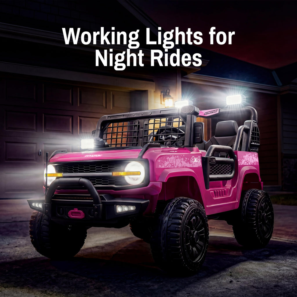 24V 2 Seater Ride On Car with Remote Control, 3 Speed Settings, All-Terrain Tires, LED Lights & Bluetooth Music, Up to 132 lbs, Pink K947