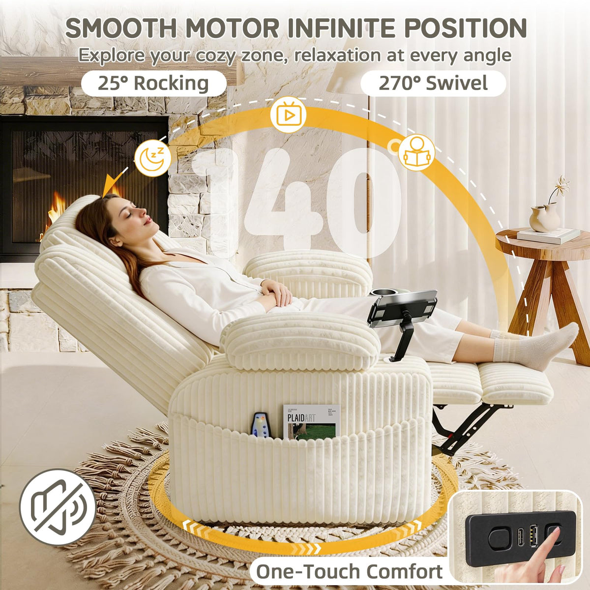 Oversized Swivel Rocker Recliner with Massage and Heat C325613