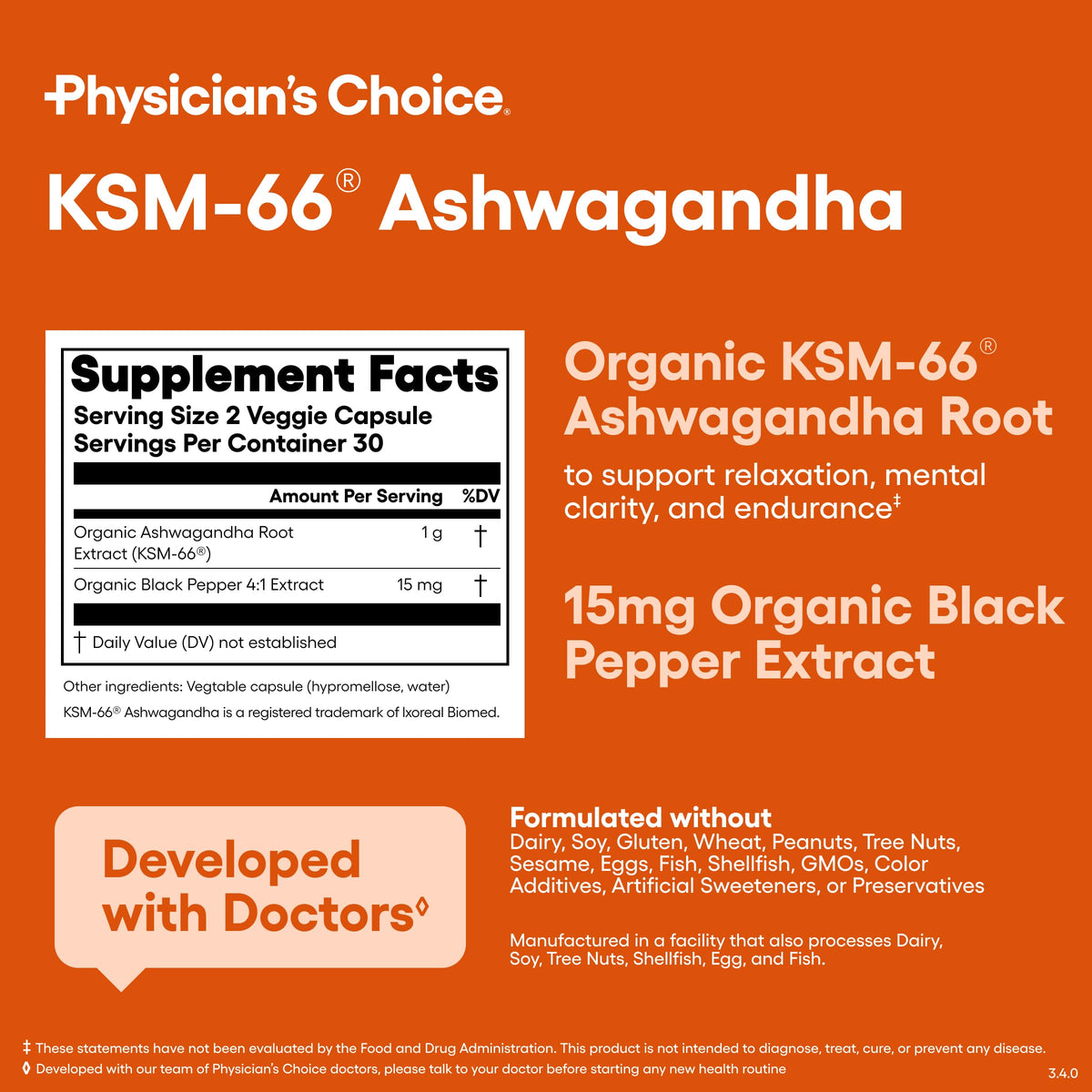 Organic KSM-66 Ashwagandha Root Extract 1,000mg 60ct V596