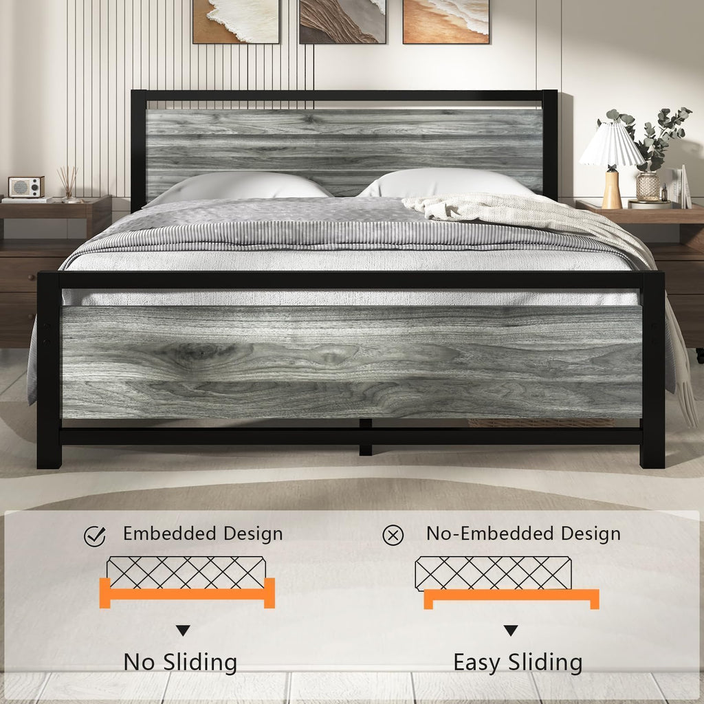 Twin Metal Bed Frame with Industrial Headboard L71820