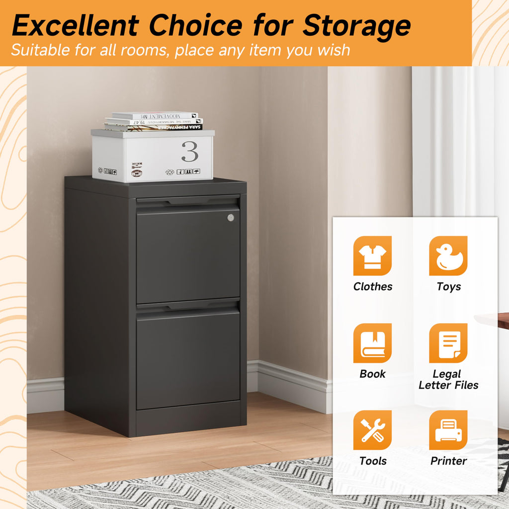 2 Drawer Metal File Cabinet with Lock D75693
