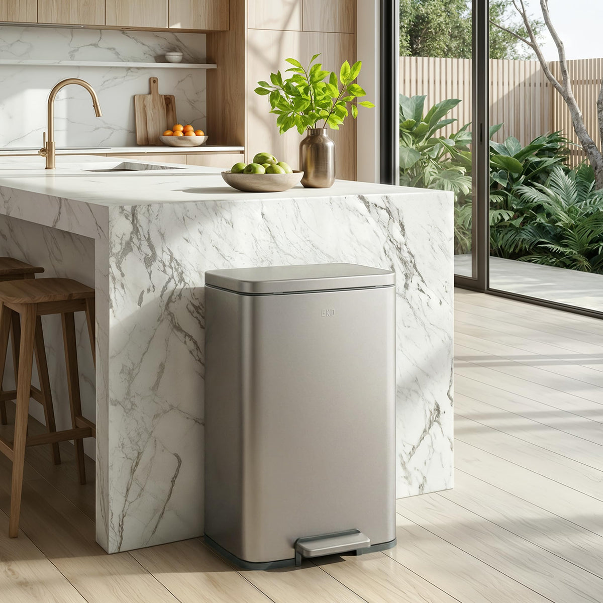 Matte Stainless 50 Liter Step Trash Can F120