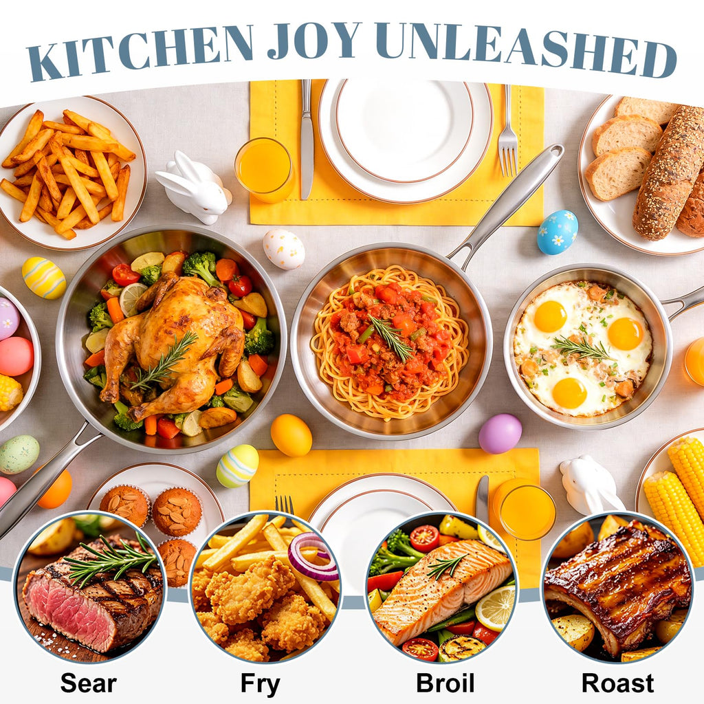 Tri-Ply Stainless Steel 7-Piece Frying Pan Set O865