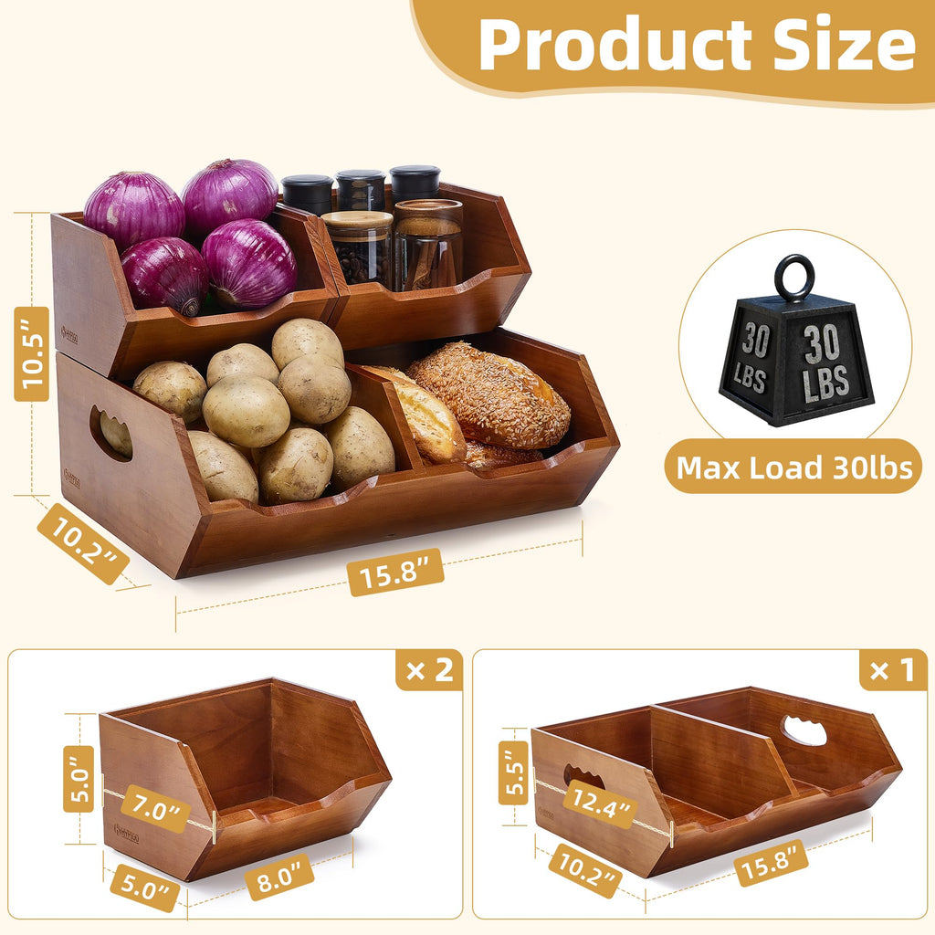 Wood 2-tier Stackable Pantry Organizer H962755