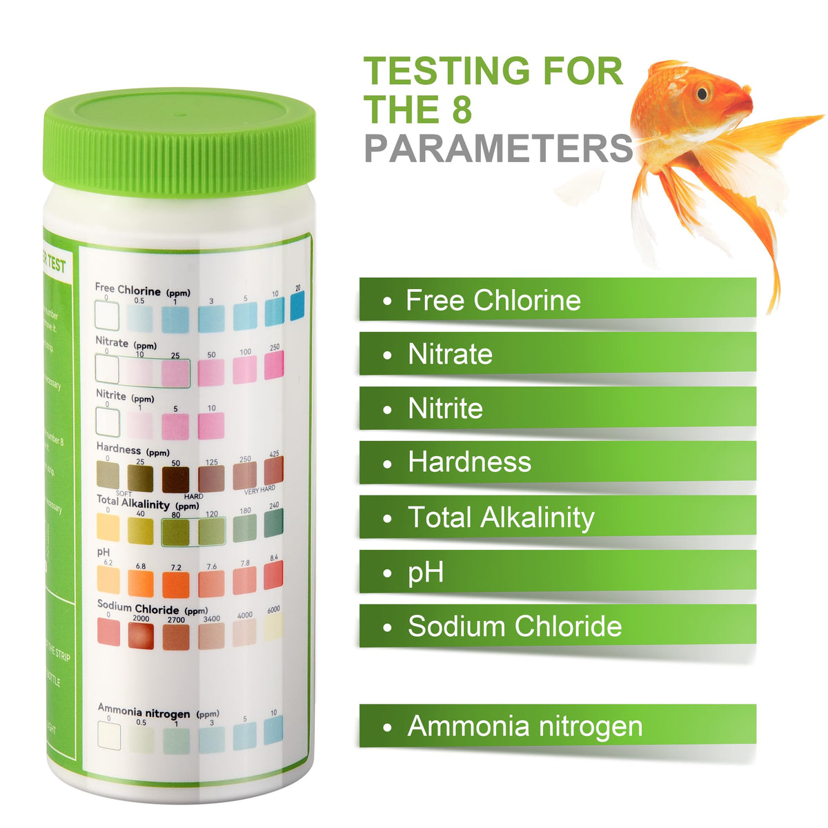 Aquarium Ammonia Test Strips 8-in-1 100 Strips N949123