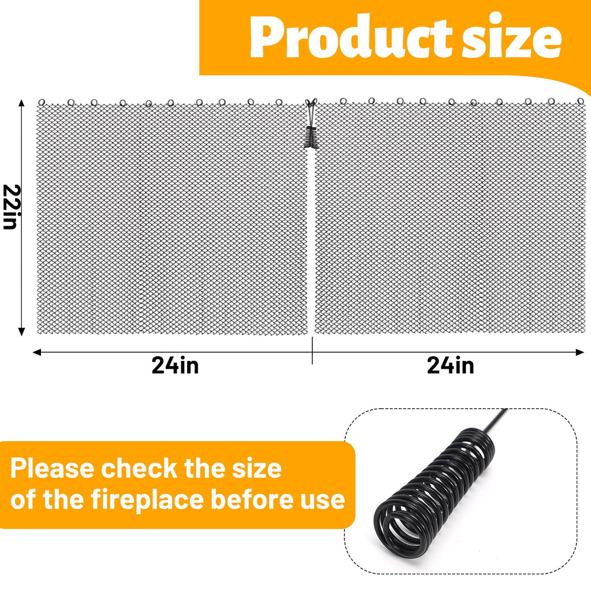 2 Pack Black Metal Fireplace Mesh Screen Curtain U849893