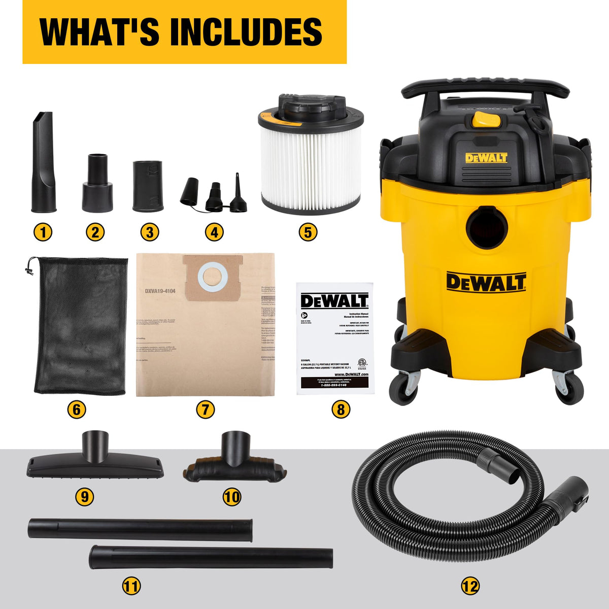 6 Gal. Poly Wet/Dry Vacuum with Hose and Accessories N9919