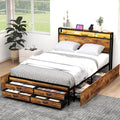 Queen Size Bed Frame with Headboard & 8 Storage Drawers V26299