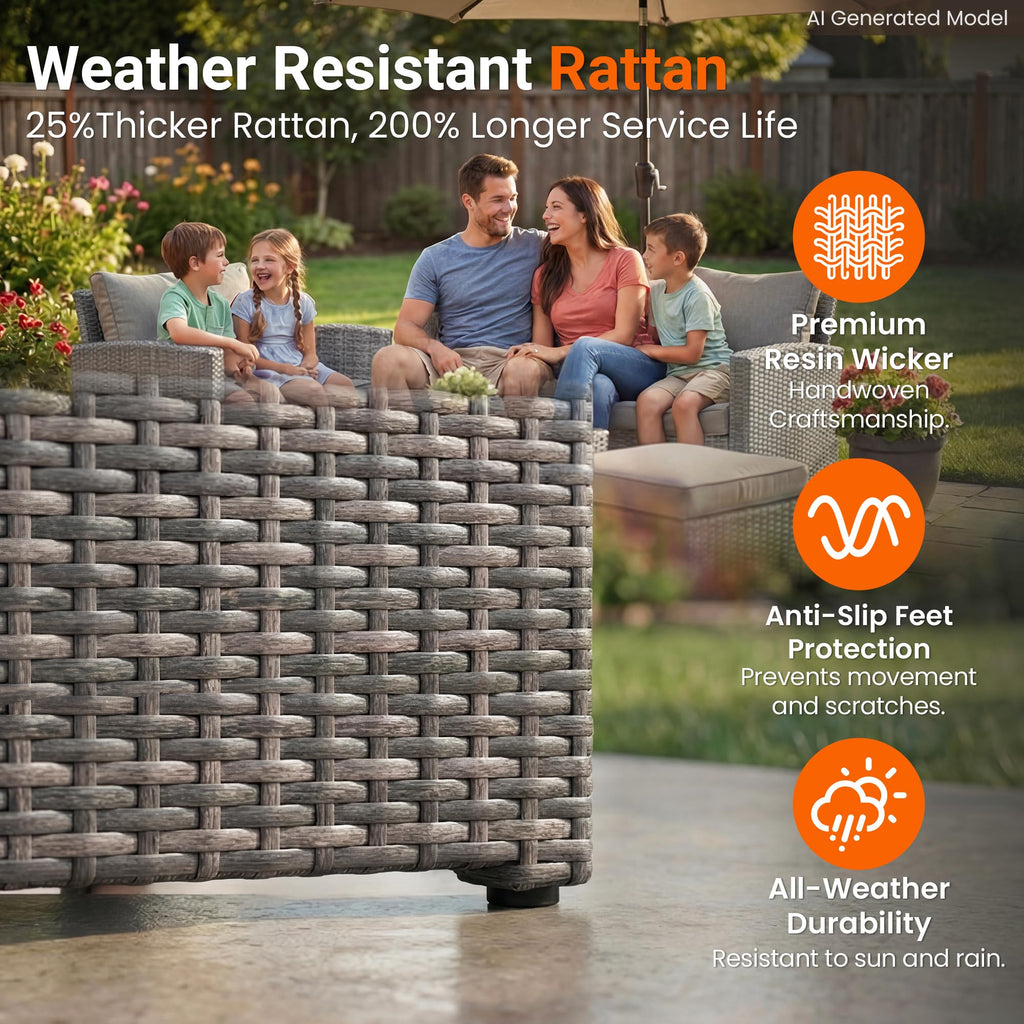 4 Piece Outdoor Wicker Patio Furniture Set D951382