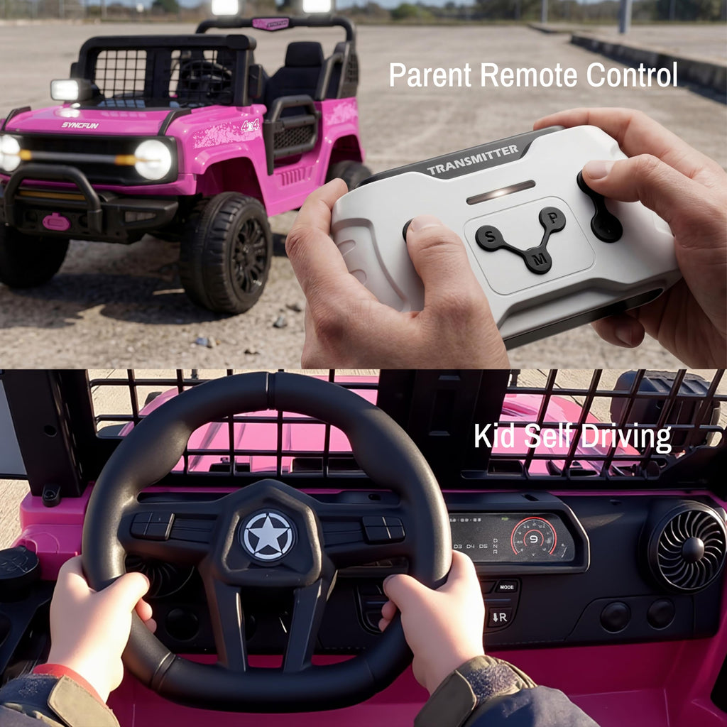 24V 2 Seater Ride On Car with Remote Control, 3 Speed Settings, All-Terrain Tires, LED Lights & Bluetooth Music, Up to 132 lbs, Pink K947